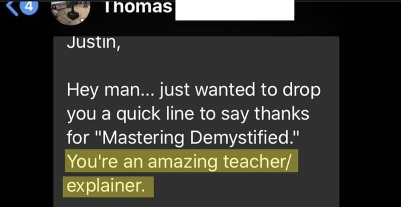 Mastering Demystified testimonial