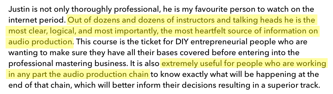 Mastering Demystified testimonial 2